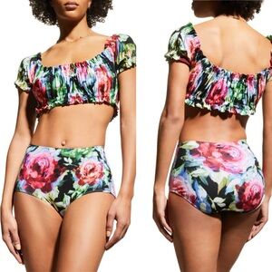 NWT Norm Kamali Floral Print Bikini Bottoms SizeXXS $118